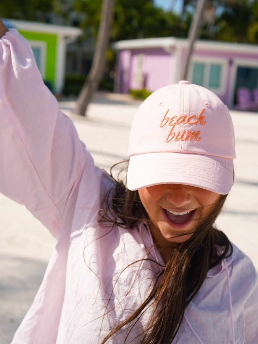 Kenz Kustomz Pink 'Beach Bum' Embroidered Baseball Cap